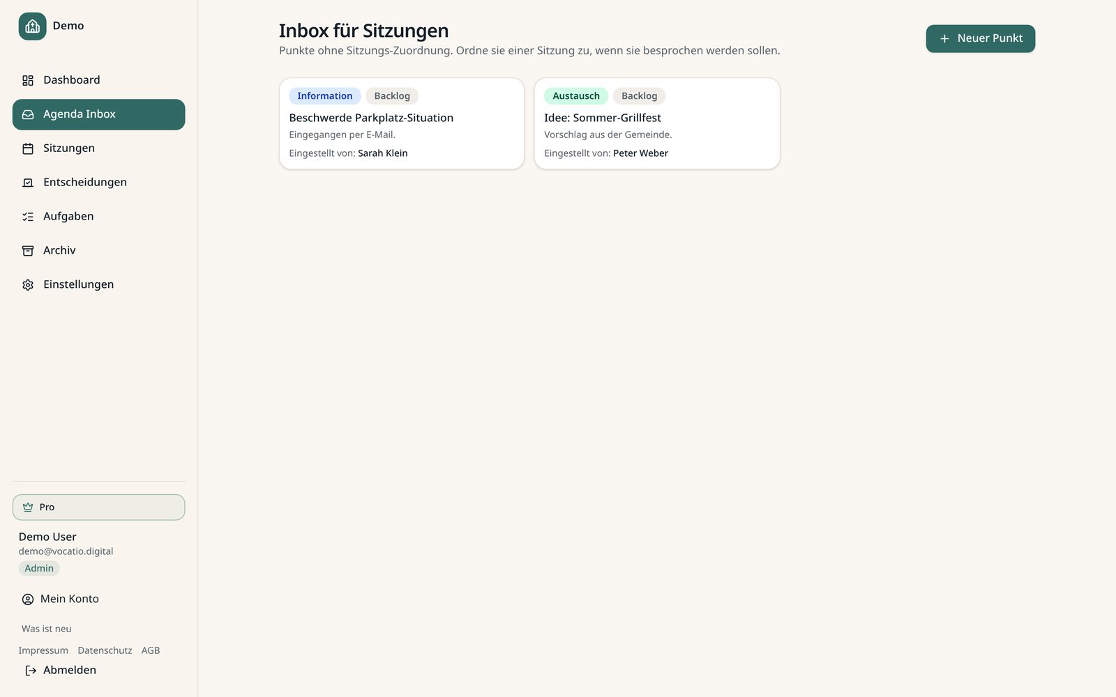 Vom Gedanken in die Agenda